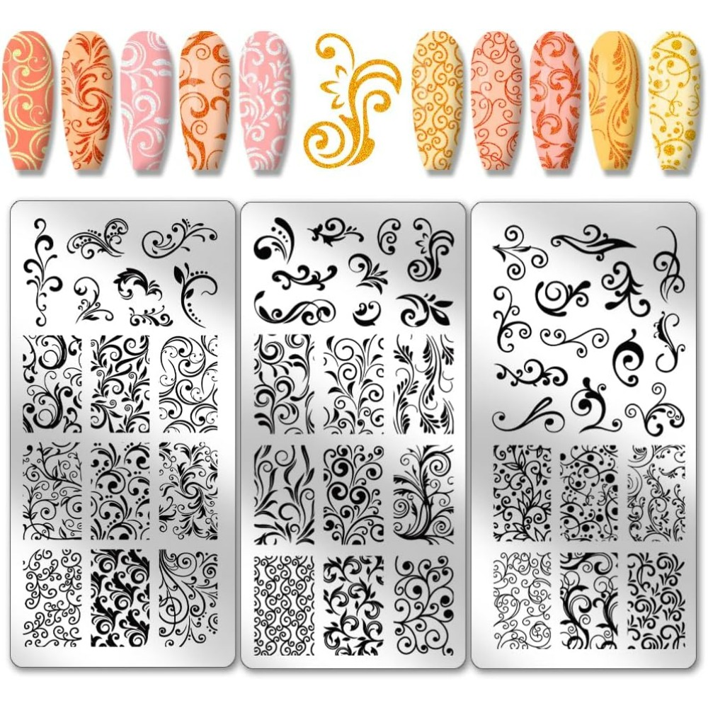 Nail Art Stamping Kit - 3pcs 소용돌이 패턴 네일 아트 템플릿