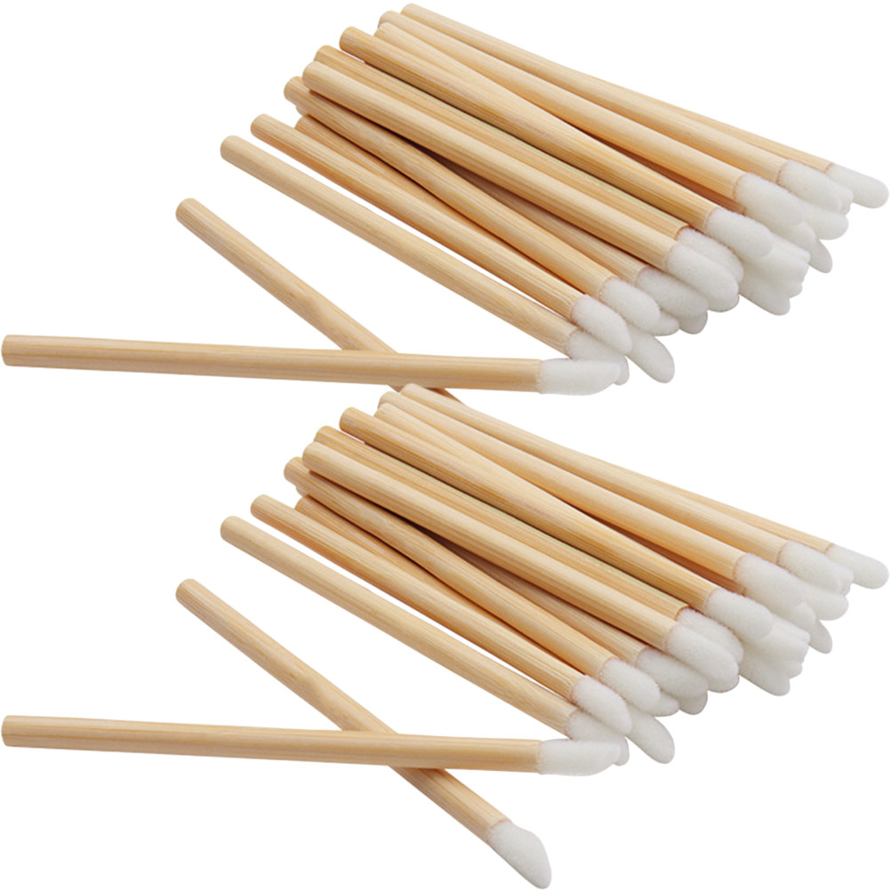 Makeup Brush Set - 100Pcs 나무 립스틱 어플리케이터 일회용 립