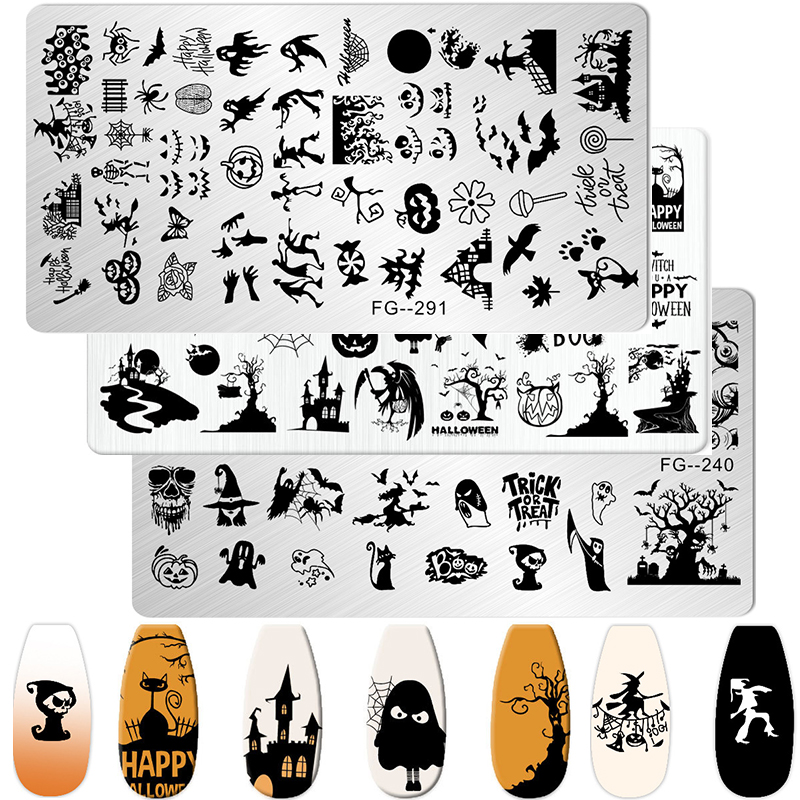 Nail Art Stamping Kit - 만화 할로윈 네일 아트 스탬핑 플레이트,