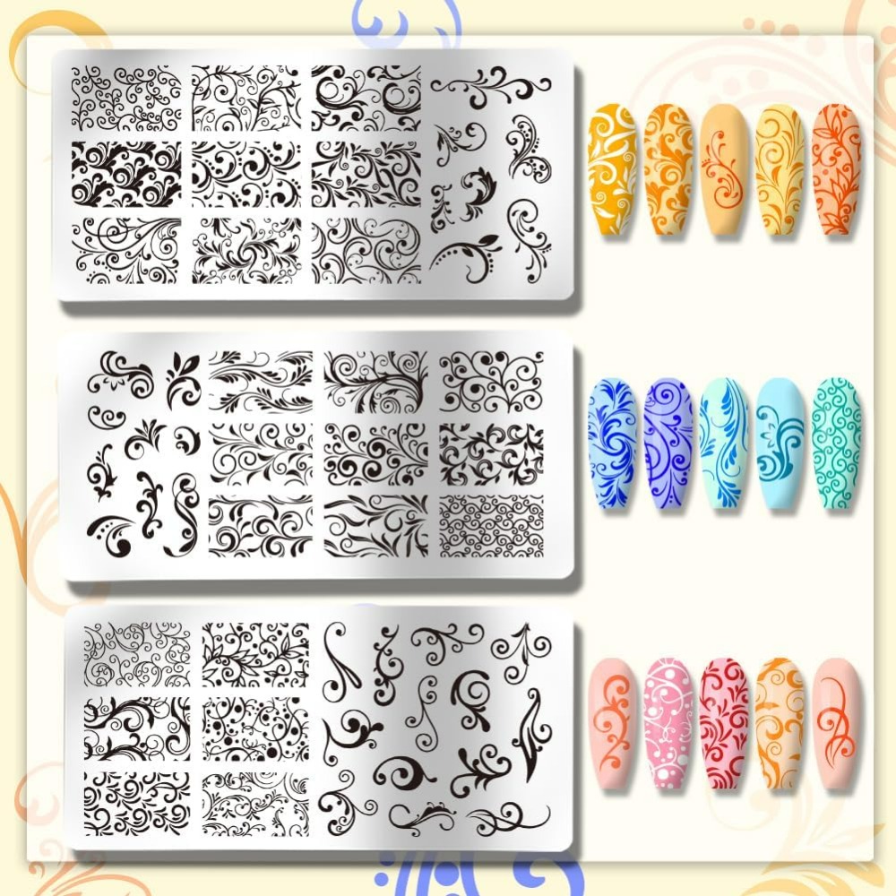 3pcs 소용돌이 패턴 네일 아트 템플릿 프랑스어 네일 - Nail Art Stamping Kit 리뷰 및 가격