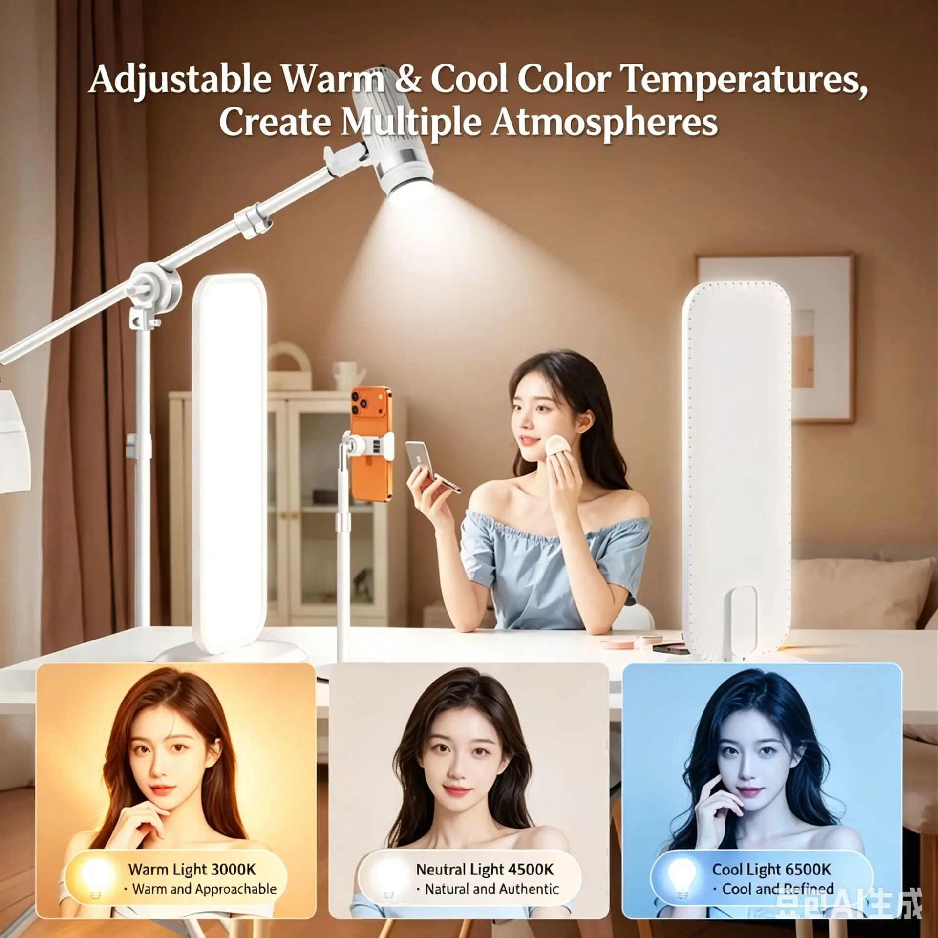 LED 데스크탑 하프 바디 필 라이트 2700-6500 - Beauty Makeup Tiktok 리뷰 및 가격