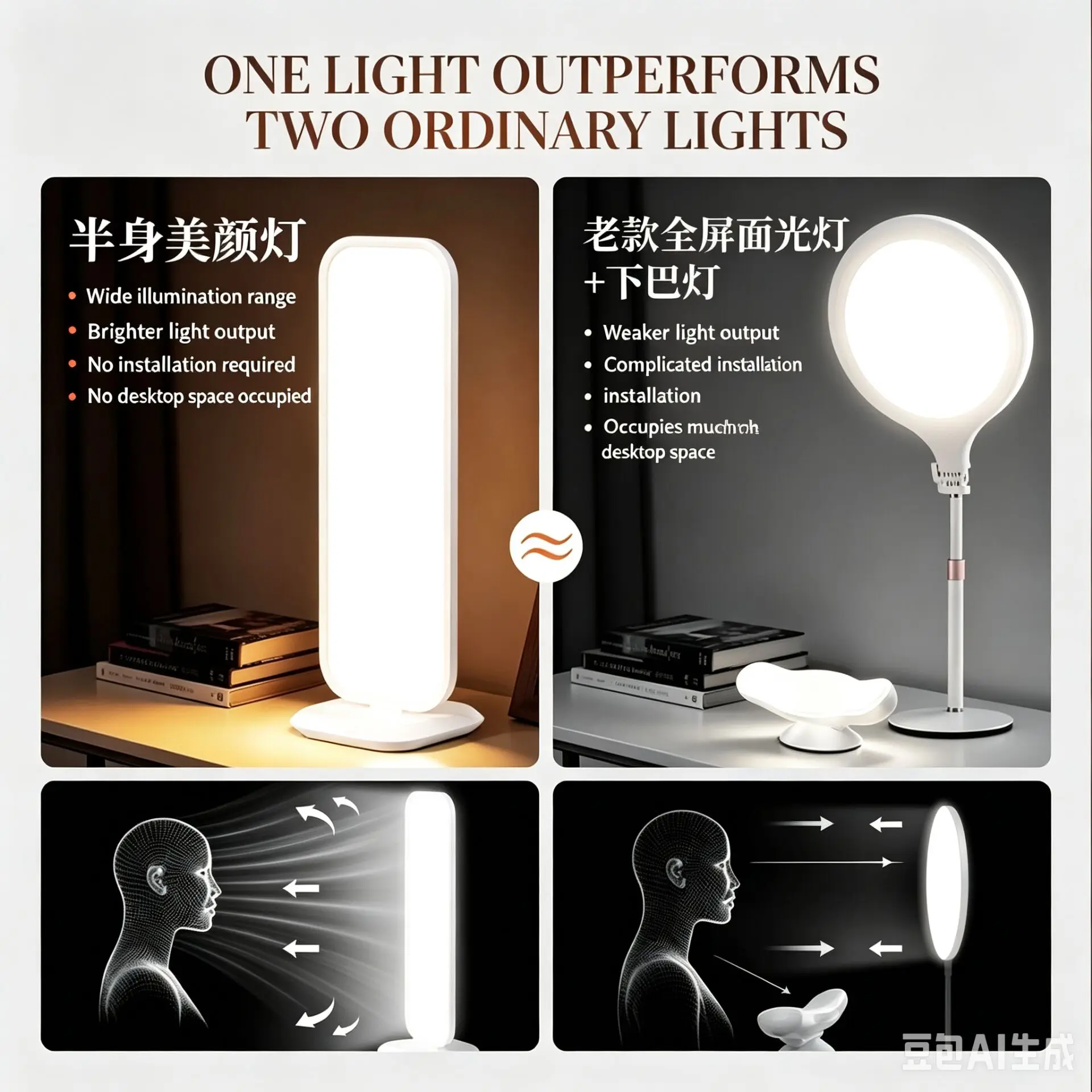 LED 데스크탑 하프 바디 필 라이트 2700-6500 - Beauty Makeup Tiktok 리뷰 및 가격