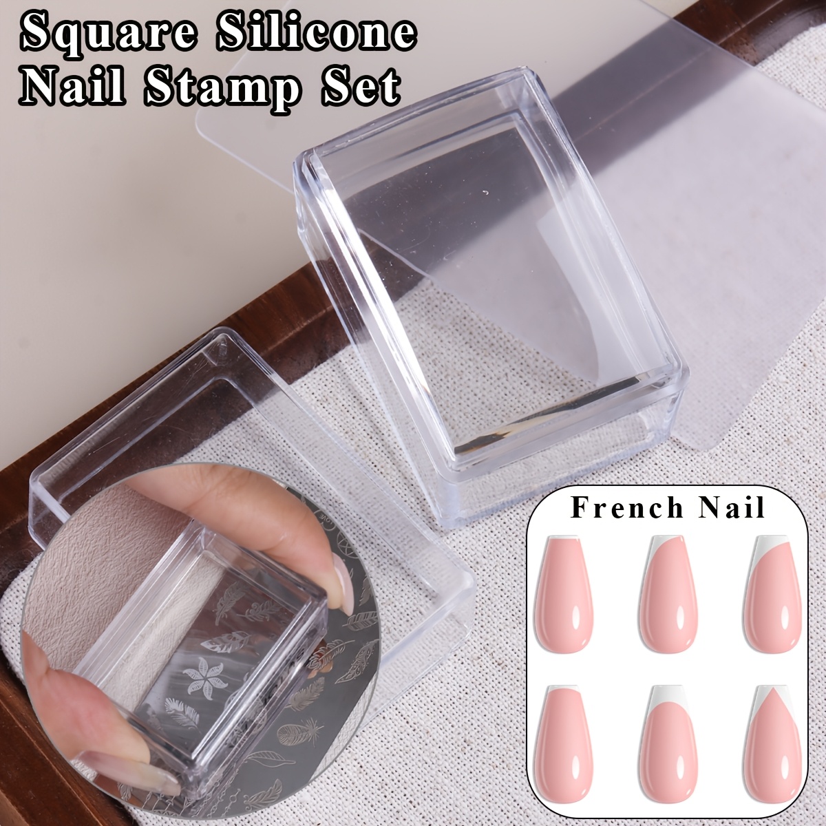 정사각형 투명 실리콘 네일 스탬프 세트, 알코올로 닦아 - Nail Art Stamping Kit 리뷰 및 가격
