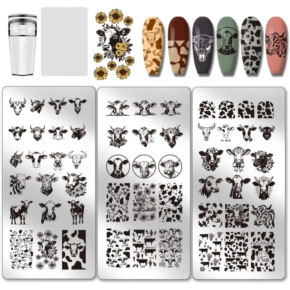 3개입 소 테마 네일 스탬핑 플레이트 56가지 패턴 소 - Nail Art Stamping Kit 리뷰 및 가격